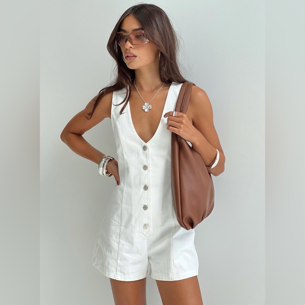 Princess Polly White Button-Front Bodysuit